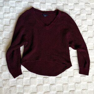 Burgundy Cropped Boxy American Eagle Sweater XS